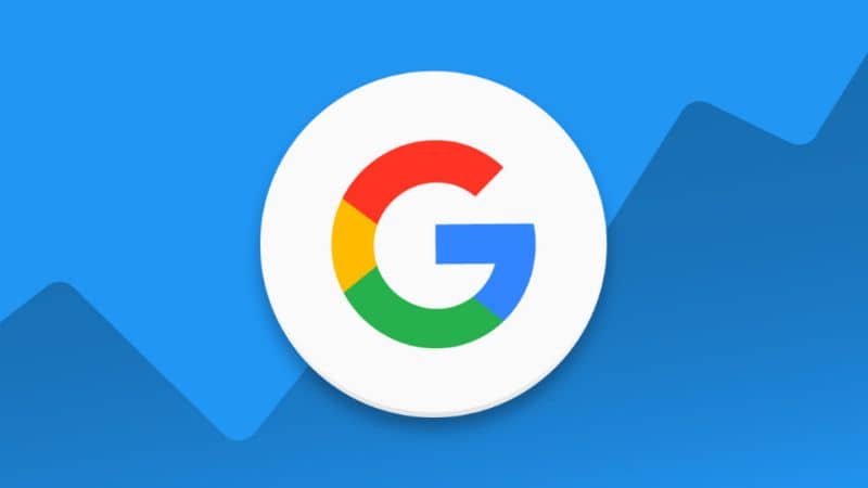 Google logo, blue background