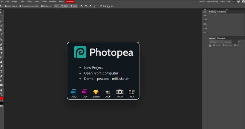 Photopea Online Editor window