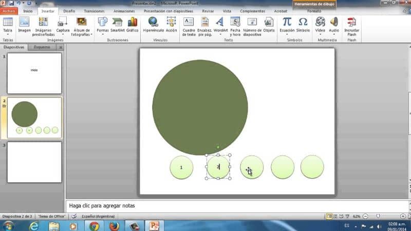 concentric circle in PowerPoint window on pc