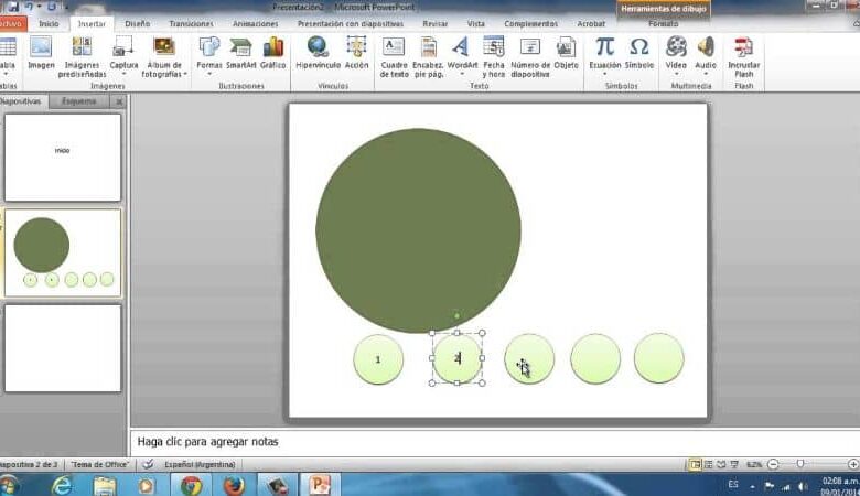 concentric circle in PowerPoint window on pc