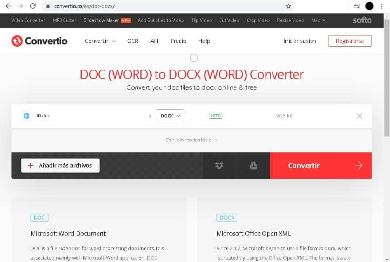Convert doc file to docx word