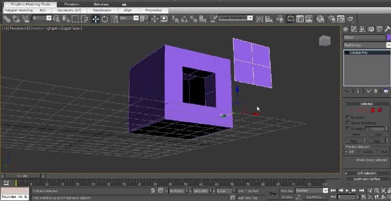 purple square on a 3d studio max program design plan