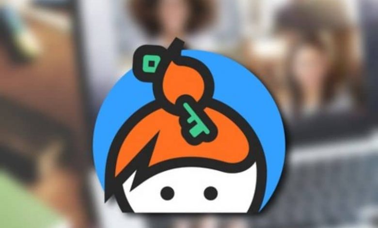 Keybase logo blurred background of people on laptop