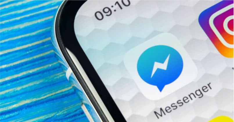cell phone messenger instagram blue background