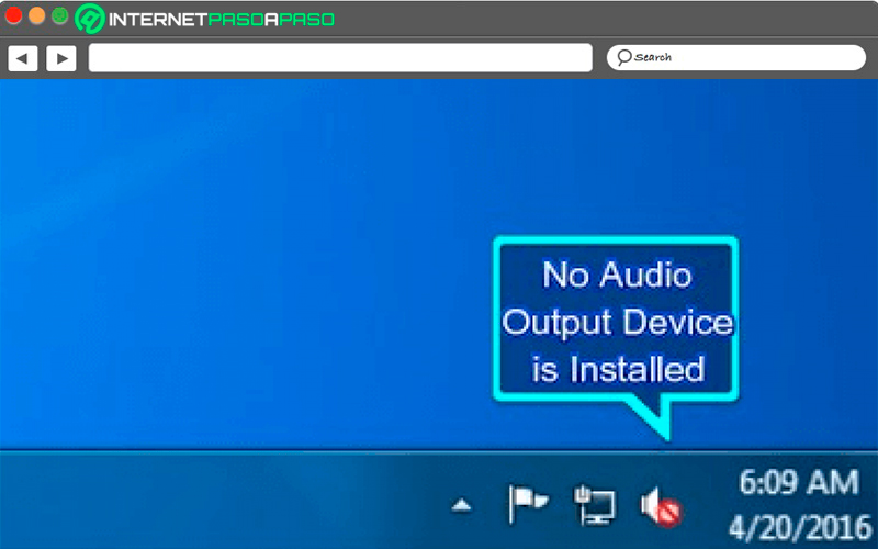 what does no audio output device installed mean