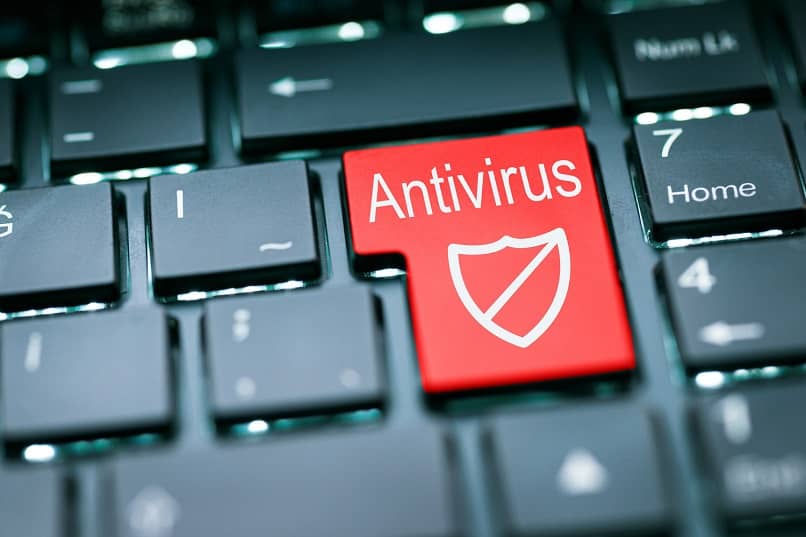 red antivirus button on keyboard