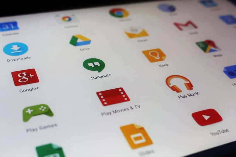 google apps and others on screen