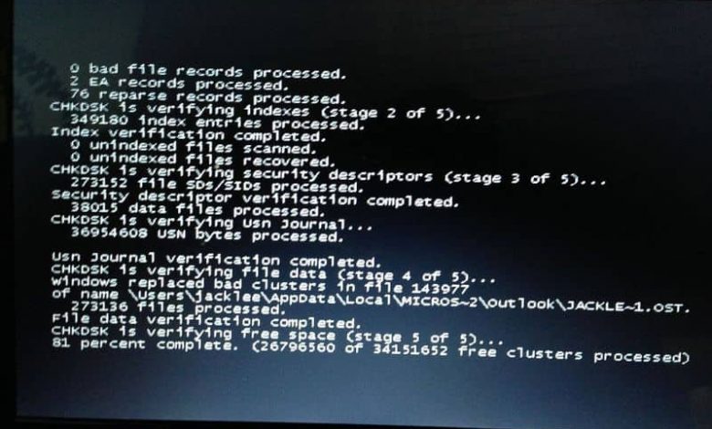 CHKDSK analysis