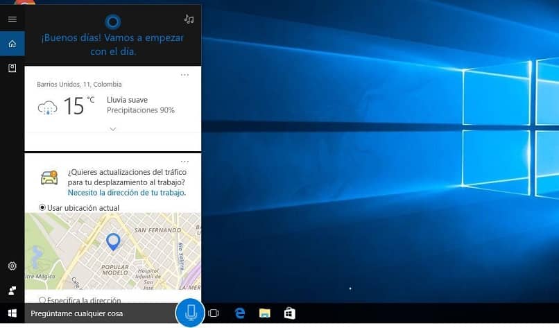 start windows 10 where you can see the configuration options of cortana