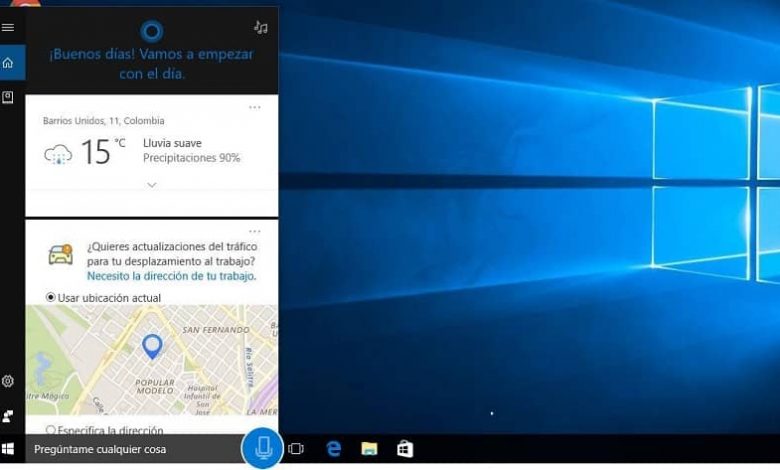 start windows 10 where you can see the configuration options of cortana