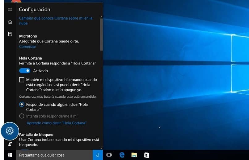windows 10 startup where cortana shows you what it does like listening to write your text