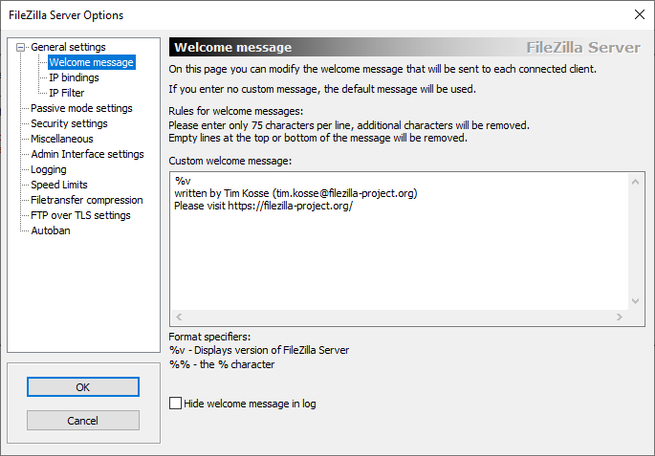 filezilla server setup config