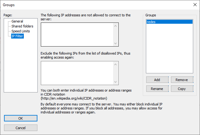 config filezilla server