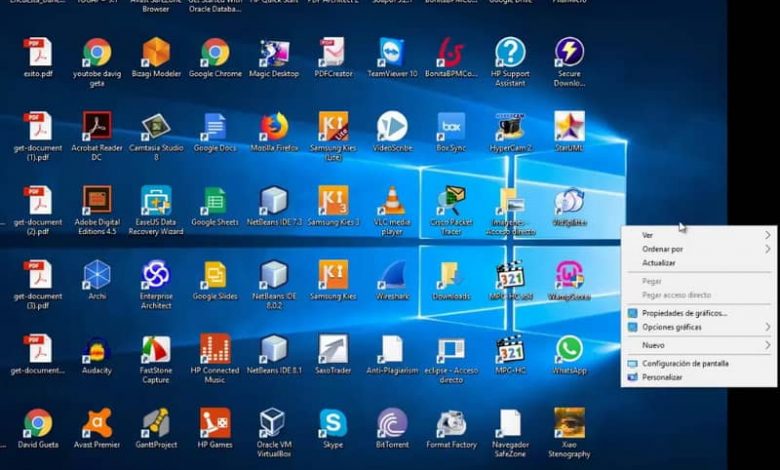Desktop icons in Windows 10
