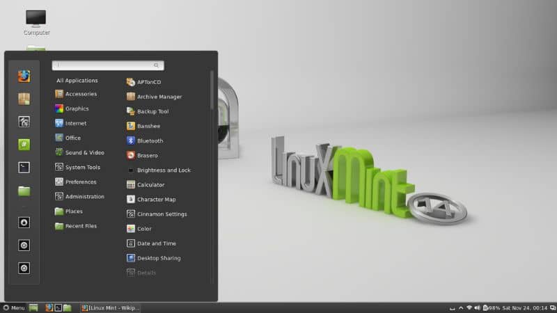 Linux Mint menu