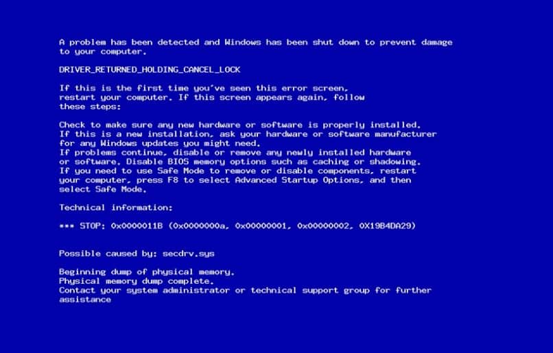 common windows blue screen error