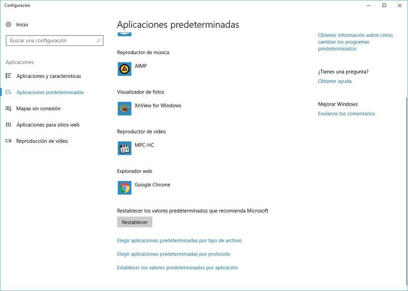 Configuration menu Windows 10